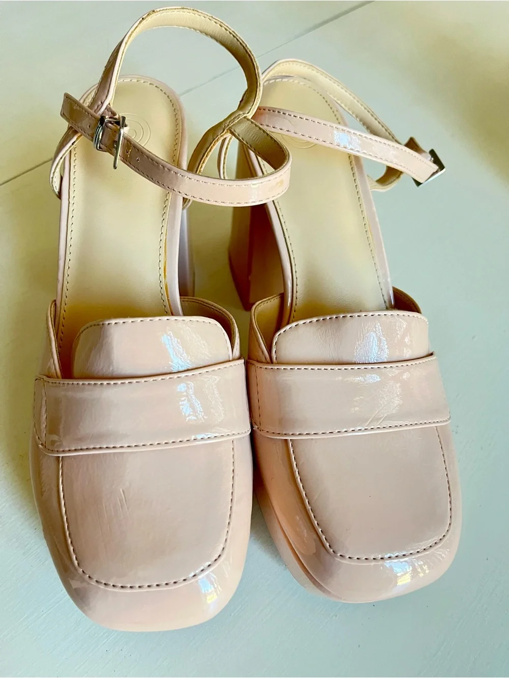 Urban Outfitters Women’s Platform Loafer Sandals - Nude Patent size 7